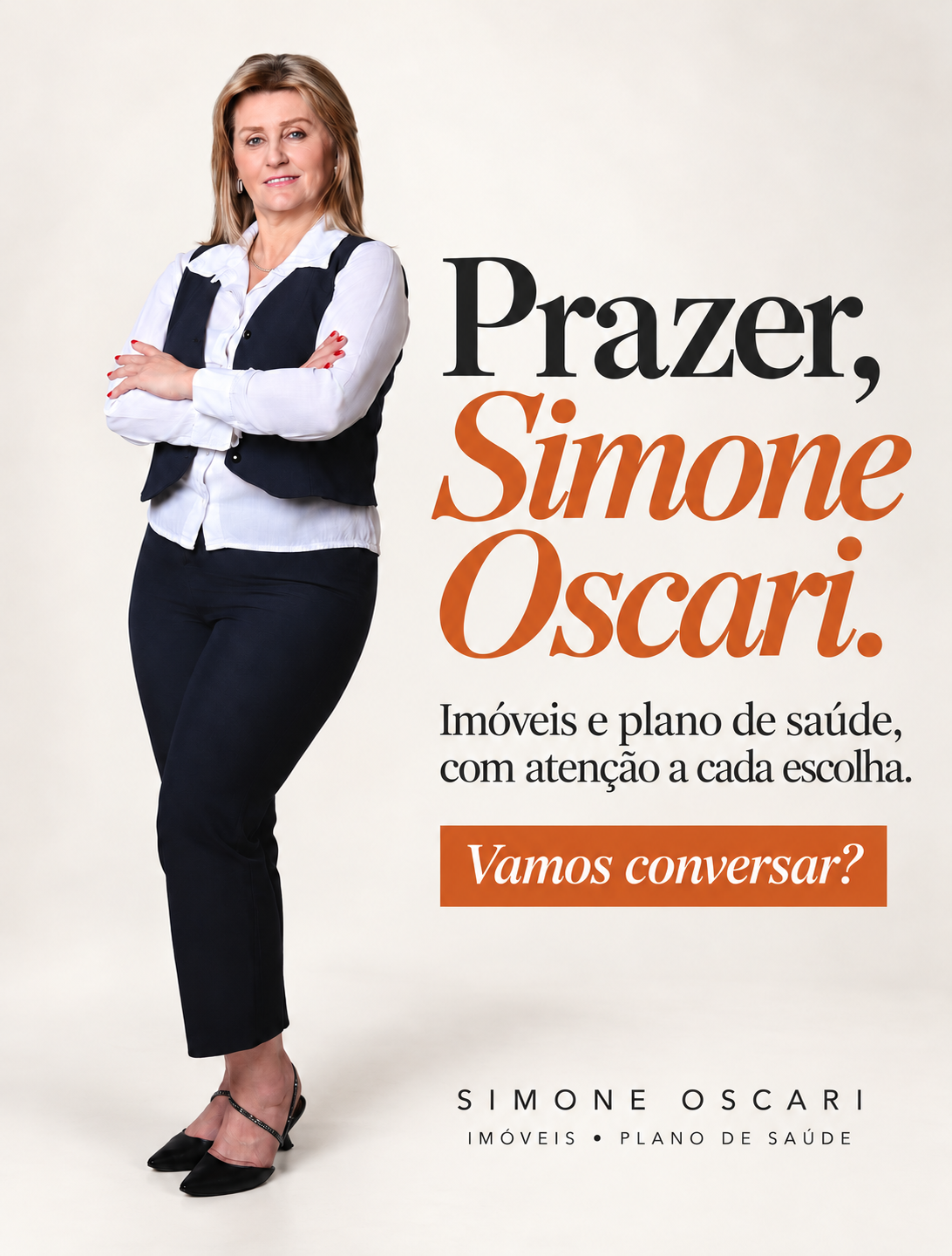 Simone Oscari, conforme a arte de apresentação fornecida